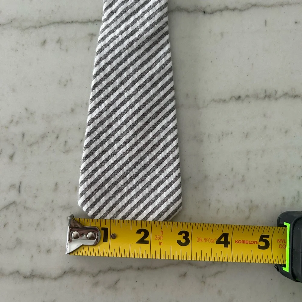 Kids Striped Gray and White Seersucker Necktie